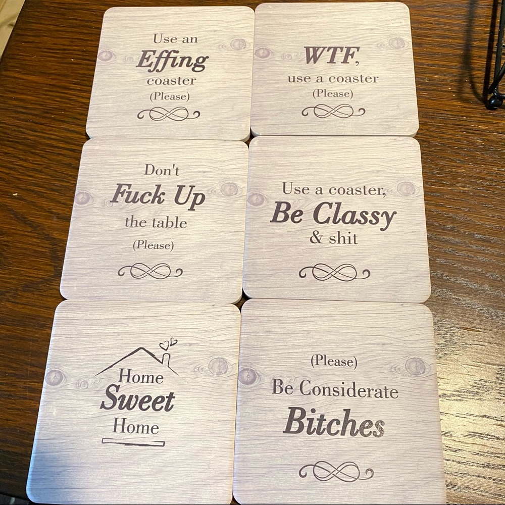 Funny 6 piece set coasters
